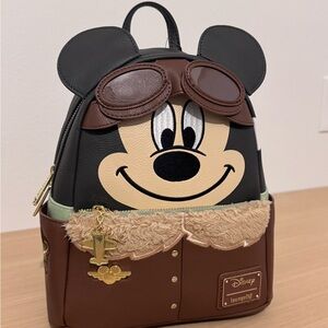 Loungefly Aviator Mickey Double Strap Shoulder Mini Backpack